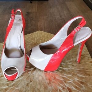BCBG Platform Color Block Peep Toe Heels